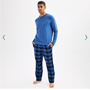 Men’s Sonoma 2 piece pajama sleep set NWT blue/grey plaid flannel
